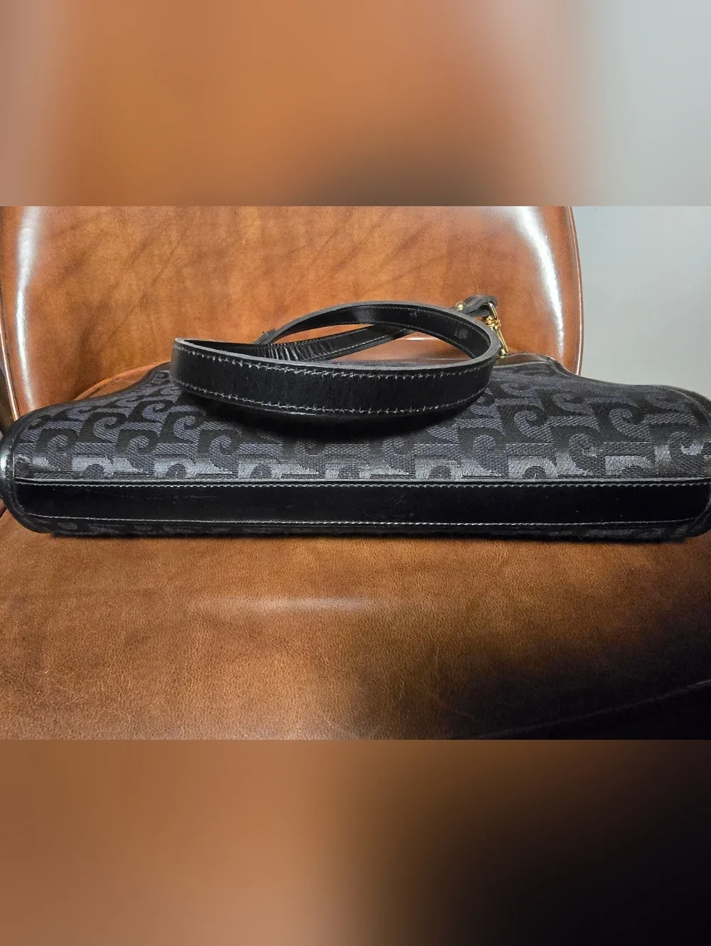 Pierre Cardin Monogram Pattern Black Crossbody Shoulder Bag